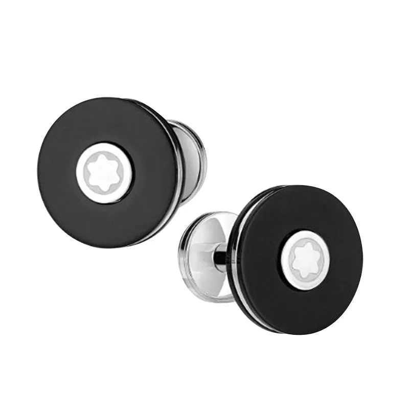 Montblanc Pix Stainless Steel Black Resin Star Cufflinks made by Mont Blanc