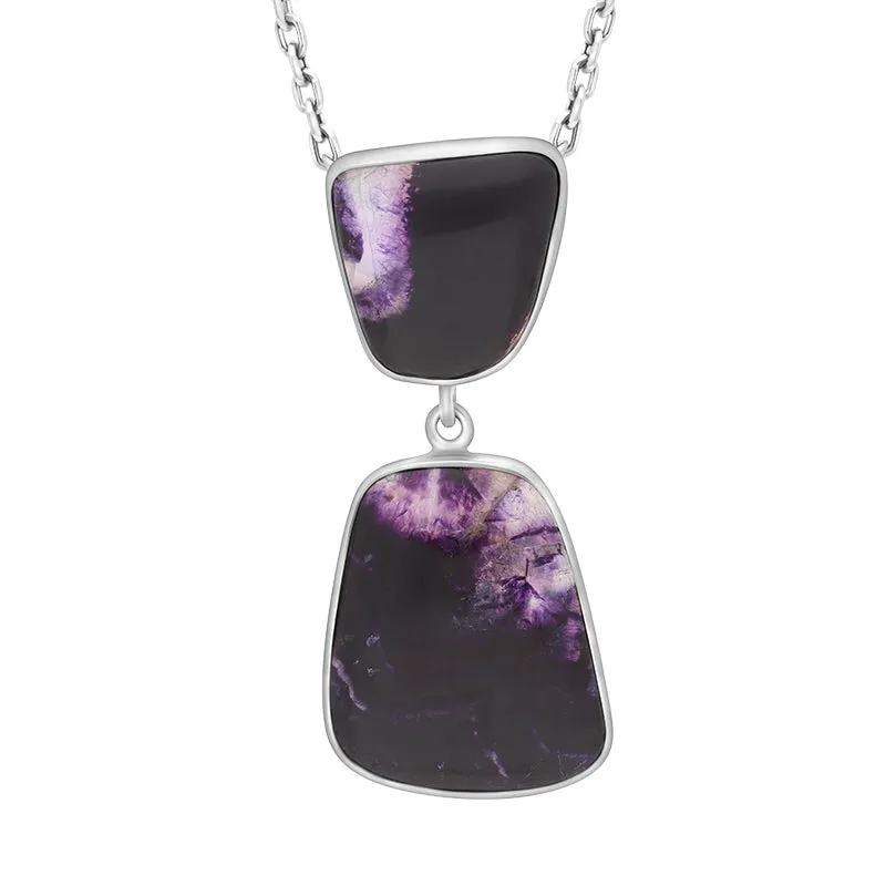 Sterling Silver Blue John 2 Stone Abstract Drop Necklace D sold by Jura Watches