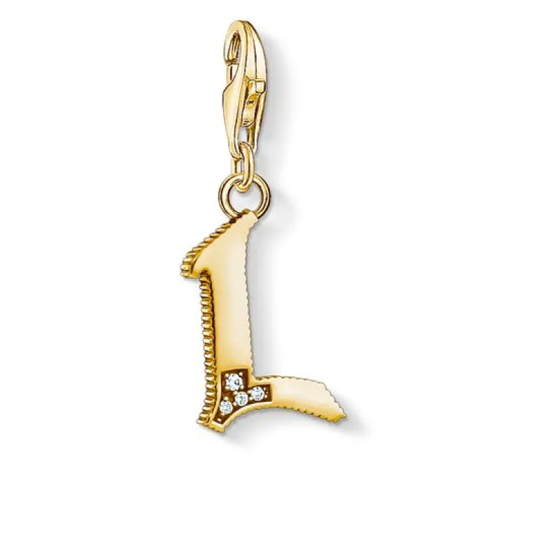Thomas Sabo Charm Club Yellow Gold White Zirconia Letter L Charm D sold by Jura Watches