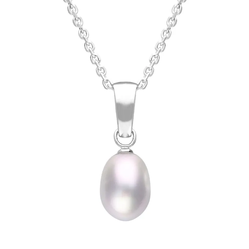 Sterling Silver Grey Pearl Drop Necklace D sold by Jura Watches