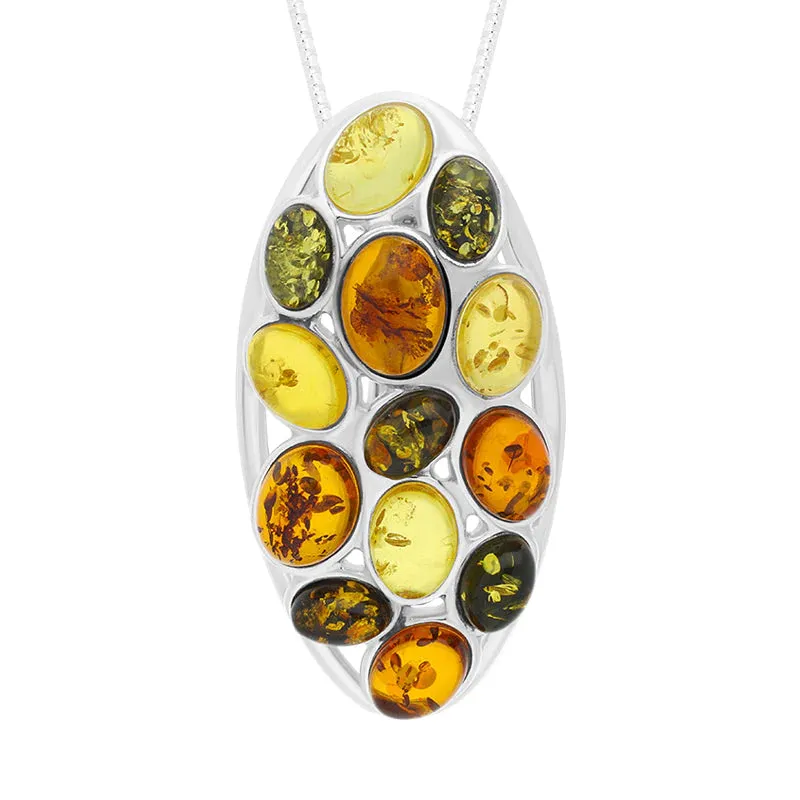 Sterling Silver Amber Multi Stone Oval Necklace D sold by Jura Watches
