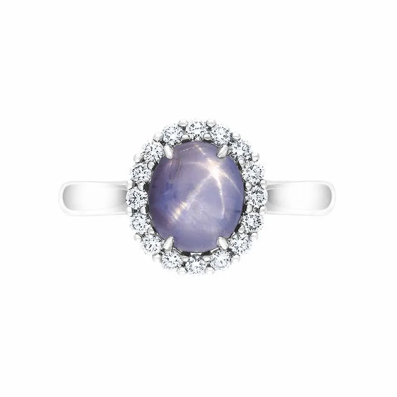 18ct White Gold Star Sapphire Diamond Oval Cluster Ring D sold by Jura Watches product image thumbnail 3