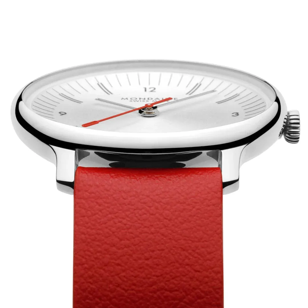 Mondaine Doppio 33mm Red Vegan Grape Leather Watch sold by Jura Watches product image thumbnail 3