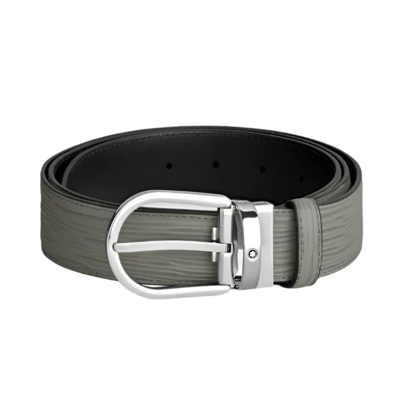 Montblanc Horseshoe Buckle Medium Grey 35mm Leather Belt sold by Jura Watches