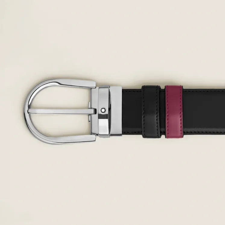Montblanc Horseshoe Buckle Black/Cassis 35mm Reversible Belt sold by Jura Watches product image thumbnail 3