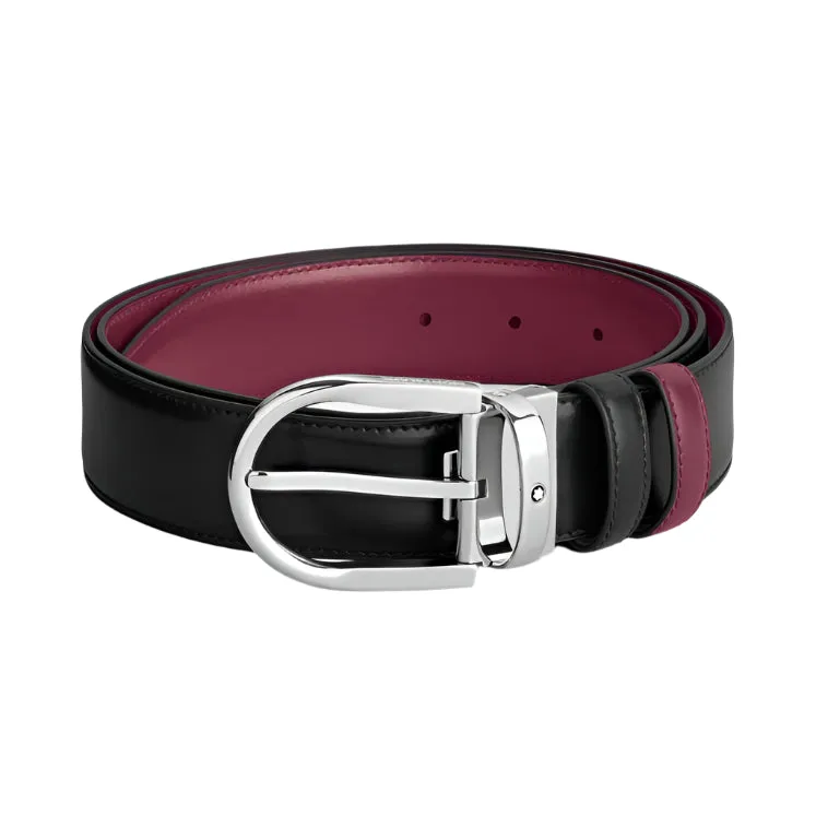 Montblanc Horseshoe Buckle Black/Cassis 35mm Reversible Belt sold by Jura Watches