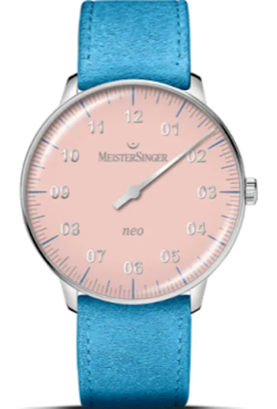 MeisterSinger Neo Special Light Red Sky Blue Strap made by Jura Watches