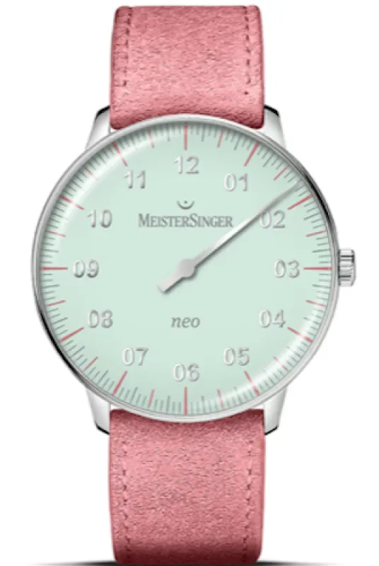 MeisterSinger Neo Special Light Green Old Rose Strap made by Jura Watches
