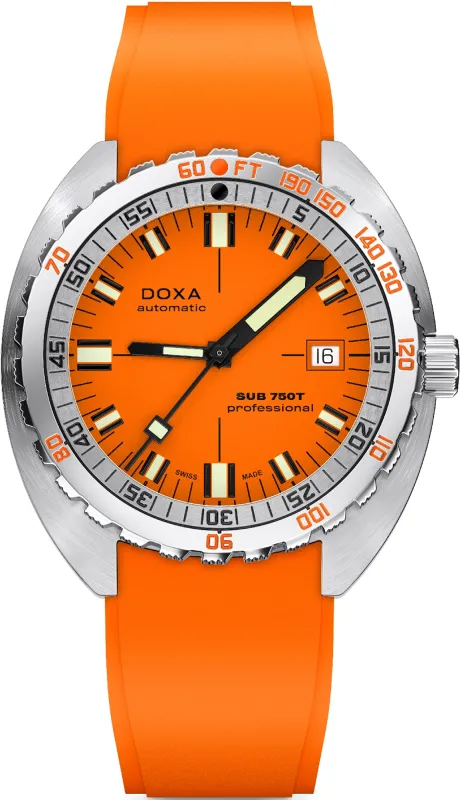 Doxa Sub 750T Professional Orange Rubber Watch sold by Jura Watches