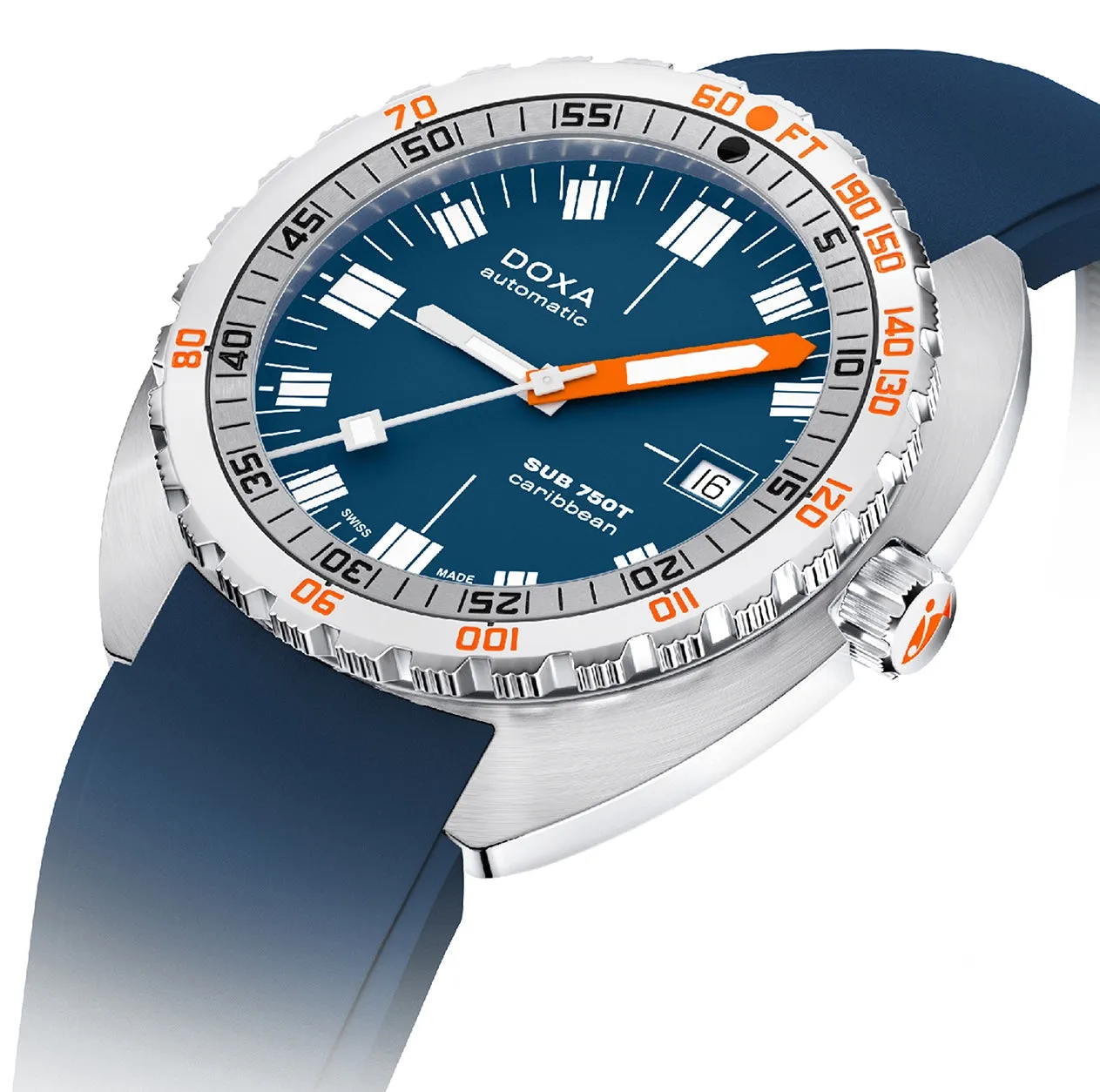 Doxa Sub 750T Caribbean Blue Rubber Watch sold by Jura Watches product image thumbnail 2