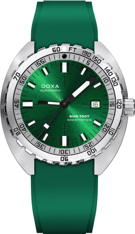 Doxa Sub 750T Sea Emerald Green Rubber Watch made by Jura Watches
