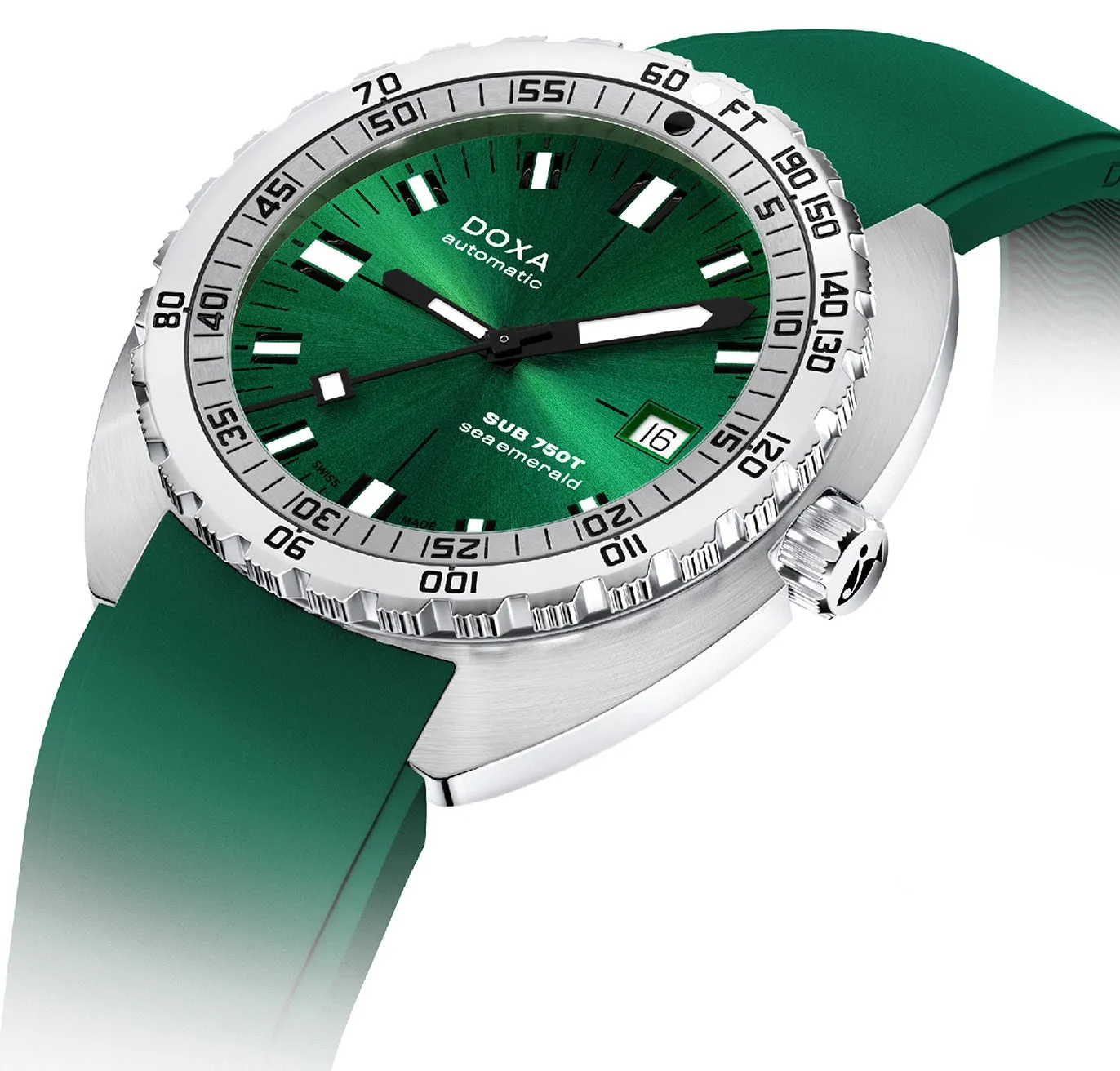 Doxa Sub 750T Sea Emerald Green Rubber Watch sold by Jura Watches product image thumbnail 2
