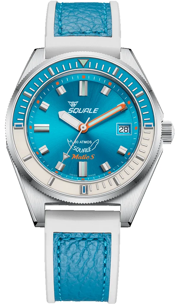 Squale Matic S Light Blue HydroLeather Watch sold by Jura Watches