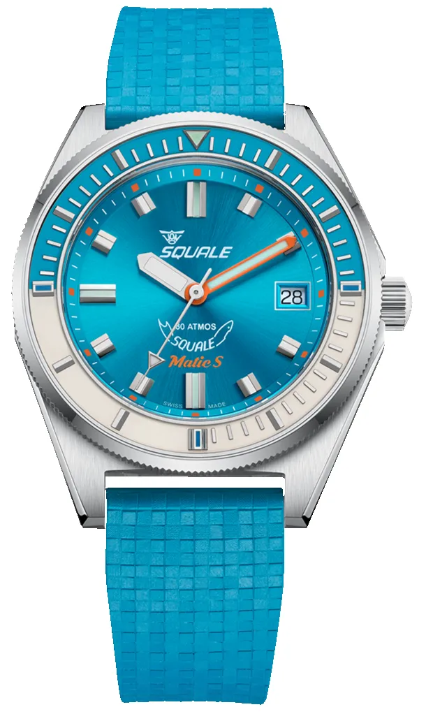 Squale Matic S Light Blue Rubber Watch sold by Jura Watches
