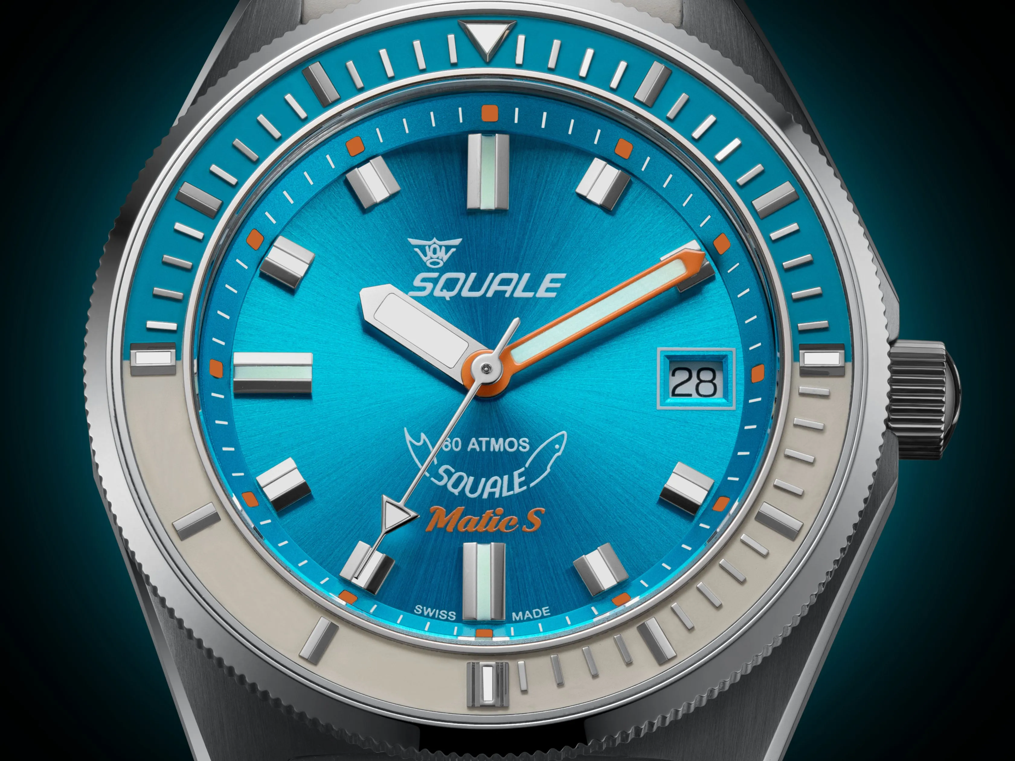 Squale Matic S Light Blue Rubber Watch sold by Jura Watches product image thumbnail 5