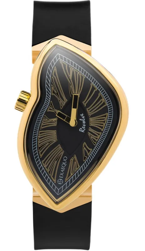 Exaequo Revolve Melting IP Yellow Gold Black Dial Watch made by Jura Watches