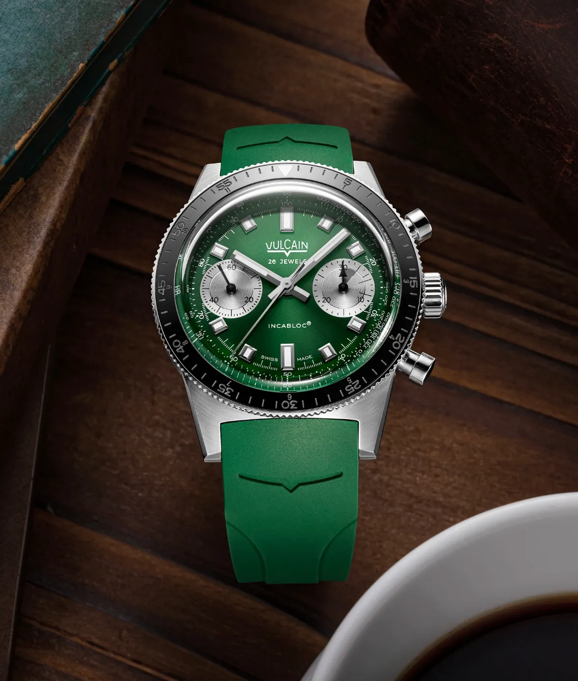 Vulcain Skindiver Chronograph Green Rubber Limited Edition Watch sold by Jura Watches product image thumbnail 5