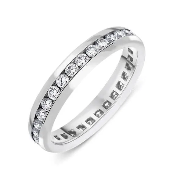 18ct White Gold 0.80ct Diamond Channel Set Wedding Eternity Ring sold by Jura Watches