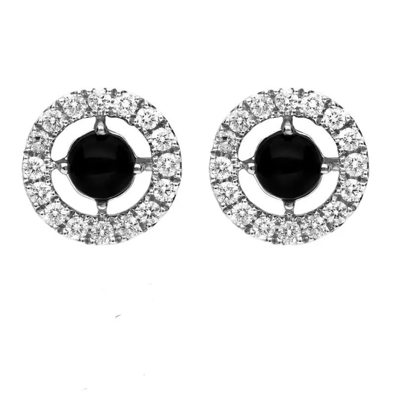 18ct White Gold Whitby Jet 0.38ct Diamond Stud Earrings sold by Jura Watches