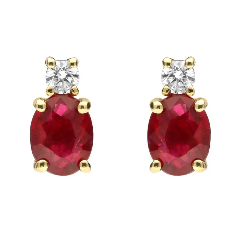 18ct Yellow Gold Ruby and Diamond Drop Stud Earrings sold by Jura Watches