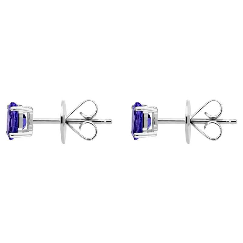 18ct White Gold Tanzanite 6x4mm Oval Claw Set Stud Earrings sold by Jura Watches product image thumbnail 2
