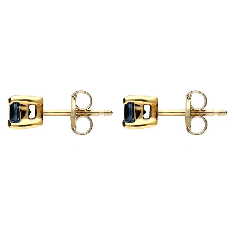 9ct Yellow Gold Sapphire 3mm Round Claw Set Stud Earrings sold by Jura Watches product image thumbnail 2