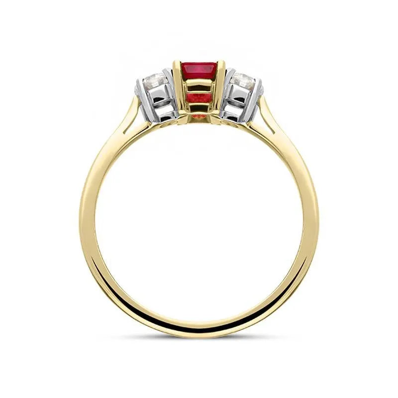 18ct Yellow Gold Ruby Diamond Trilogy Ring sold by Jura Watches product image thumbnail 3