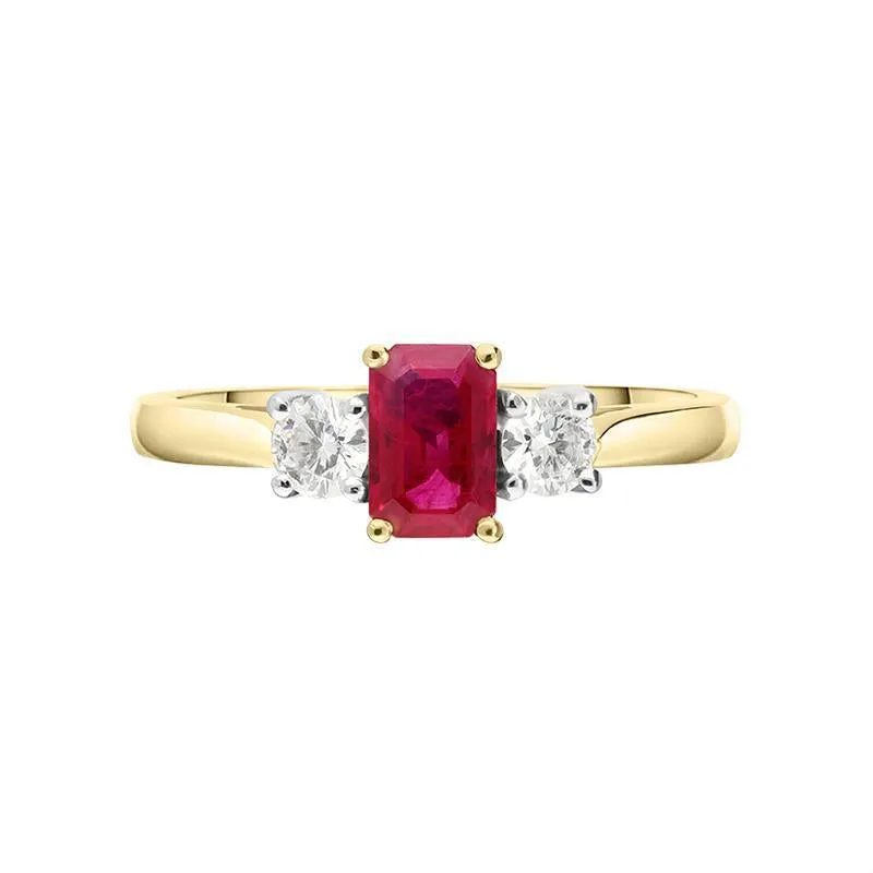 18ct Yellow Gold Ruby Diamond Trilogy Ring sold by Jura Watches product image thumbnail 2
