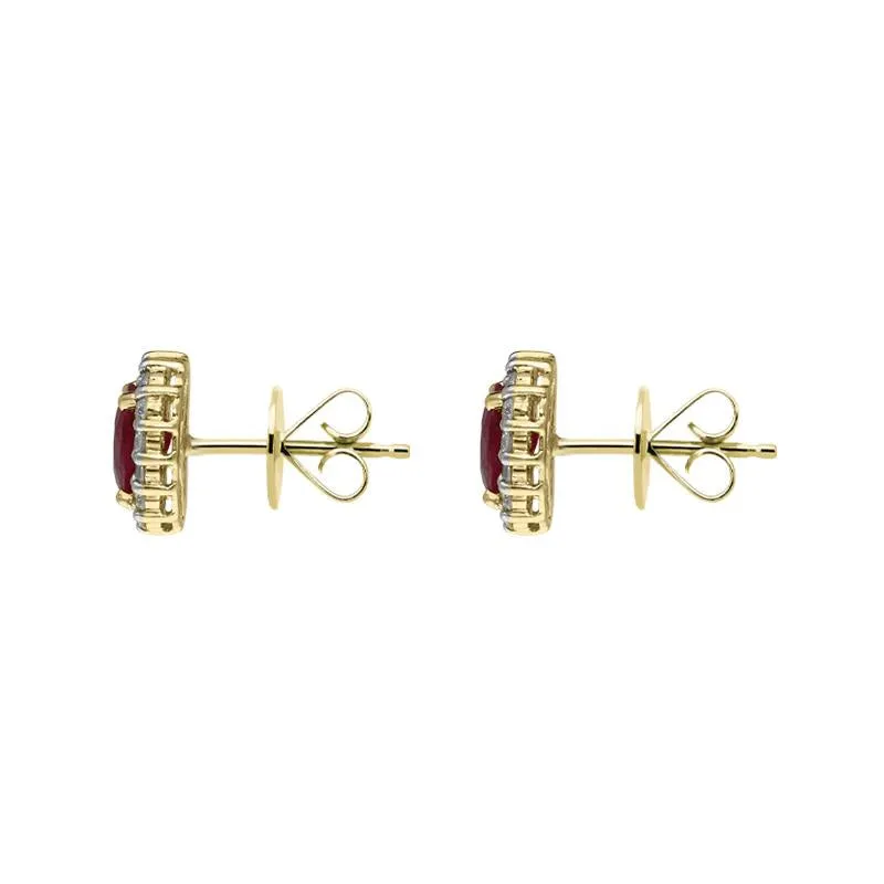 18ct Yellow Gold 0.95ct Ruby Diamond Oval Cluster Earrings sold by Jura Watches product image thumbnail 2