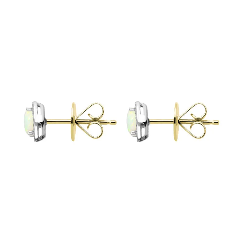 18ct White and Yellow Gold Opal Diamond Round Stud Earrings sold by Jura Watches product image thumbnail 2