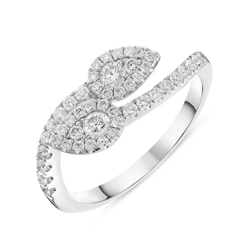 18ct White Gold 0.59ct Diamond Twist Leaf Ring D sold by Jura Watches