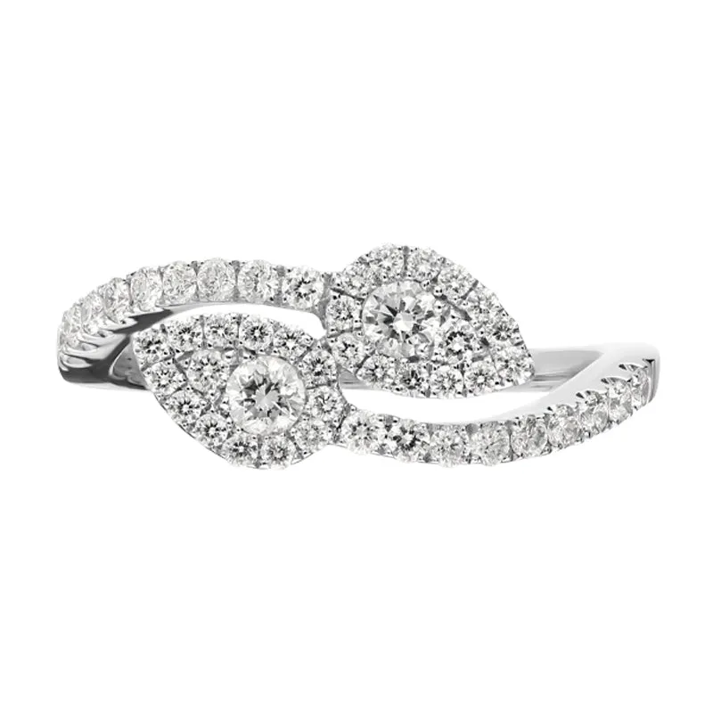 18ct White Gold 0.59ct Diamond Twist Leaf Ring D sold by Jura Watches product image thumbnail 2
