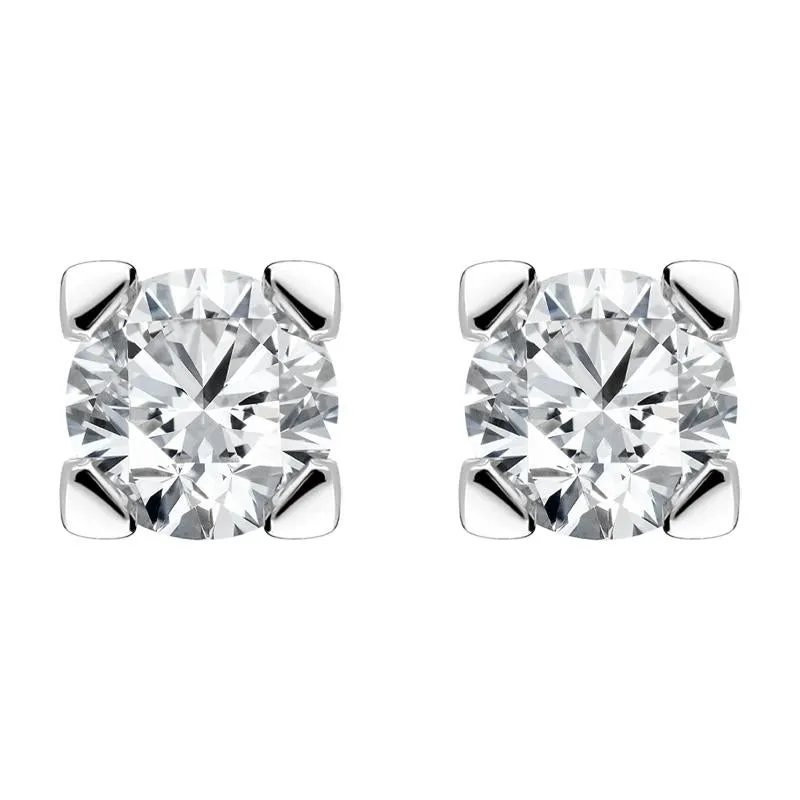 18ct White Gold 0.50ct Diamond Claw Set Solitaire Stud Earrings sold by Jura Watches