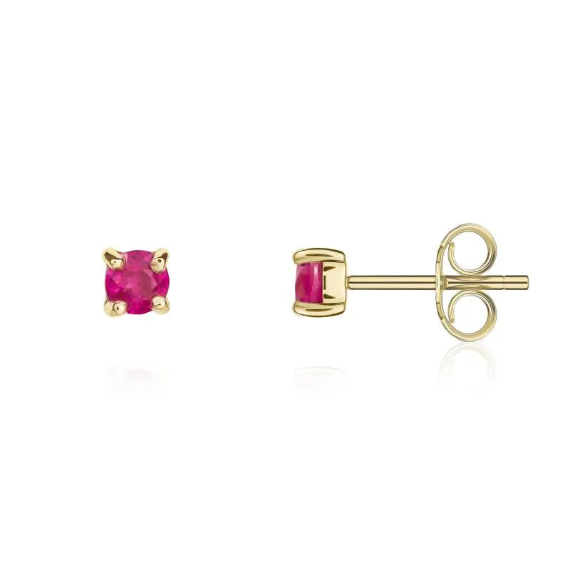 9ct Yellow Gold Ruby 3mm Round Claw Set Stud Earrings sold by Jura Watches product image thumbnail 2
