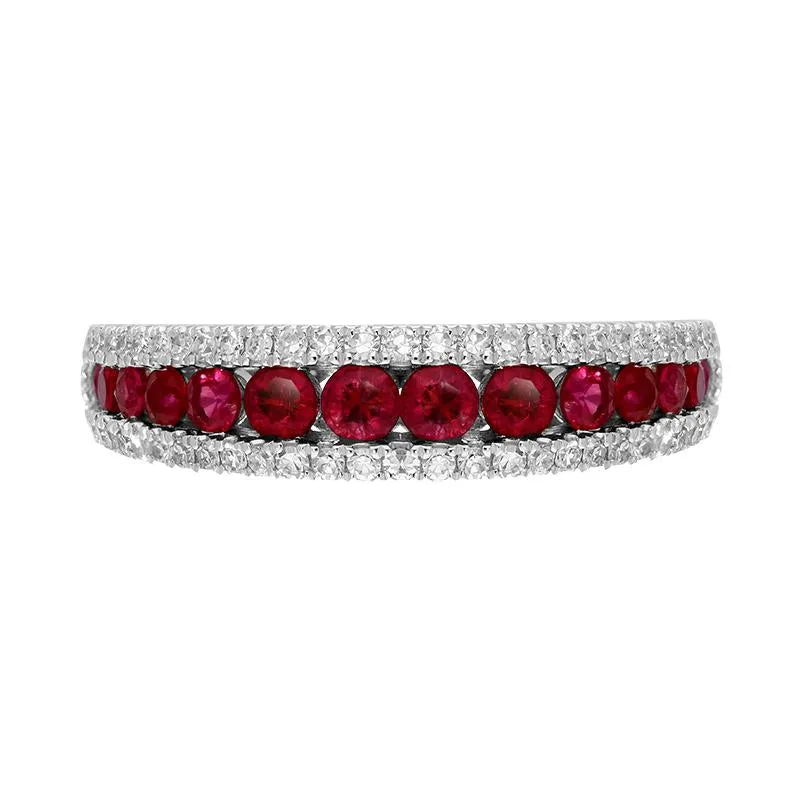18ct White Gold Ruby Diamond Band Ring sold by Jura Watches product image thumbnail 2