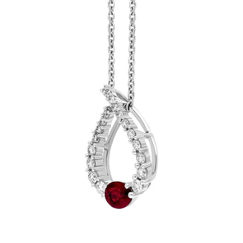 18ct White Gold Ruby Diamond Open Teardrop Pendant sold by Jura Watches product image thumbnail 2