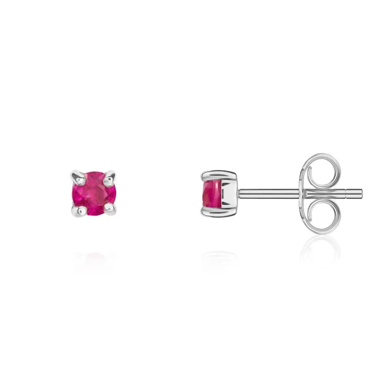 9ct White Gold Ruby 3mm Round Claw Set Stud Earrings sold by Jura Watches product image thumbnail 2