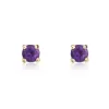 9ct Yellow Gold Amethyst 3mm Round Claw Set Stud Earrings sold by Jura Watches