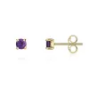 9ct Yellow Gold Amethyst 3mm Round Claw Set Stud Earrings sold by Jura Watches