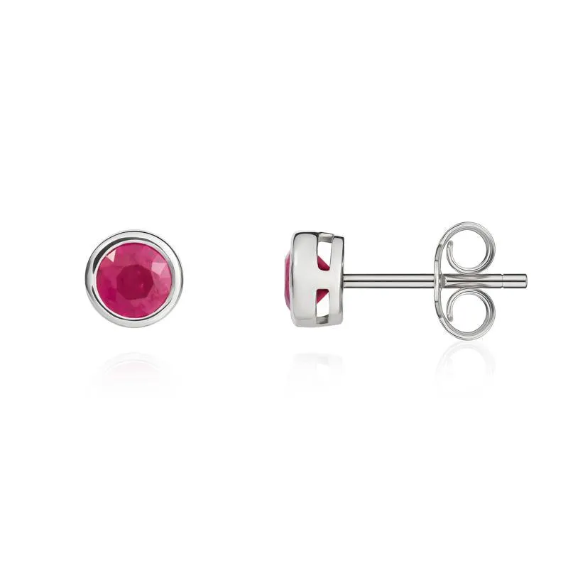 9ct White Gold Ruby 4mm Round Rub Over Set Stud Earrings sold by Jura Watches product image thumbnail 2