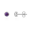 9ct White Gold Amethyst 4mm Round Rub Over Set Stud Earrings sold by Jura Watches