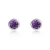 9ct White Gold Amethyst 4mm Round Rub Over Set Stud Earrings sold by Jura Watches