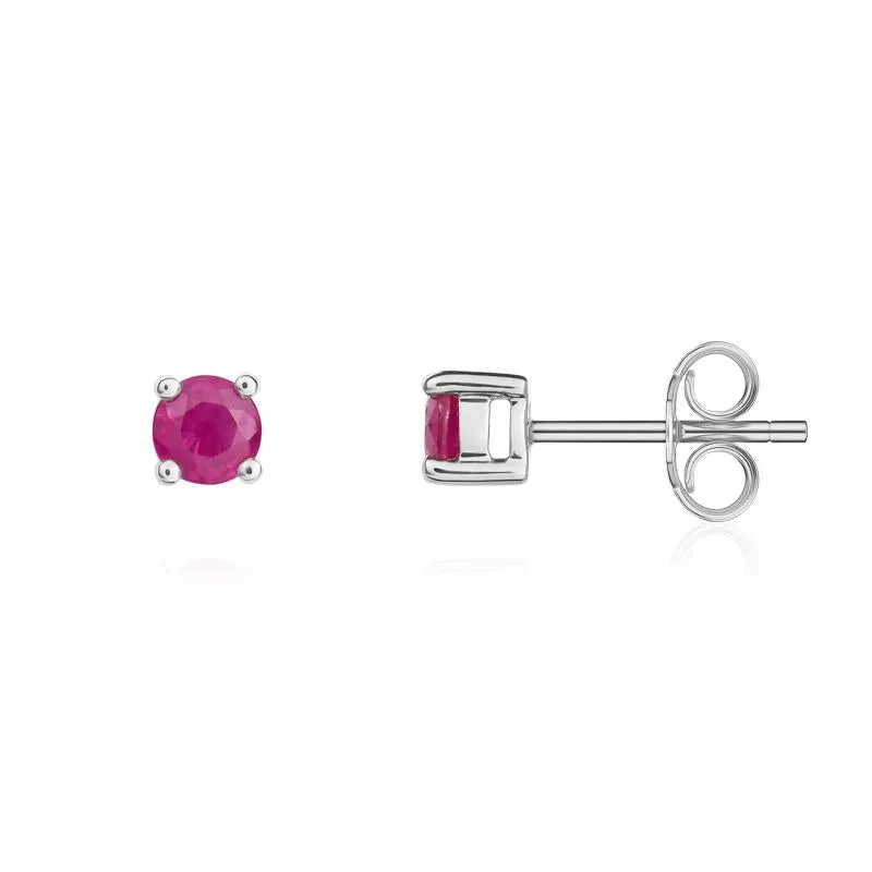 9ct White Gold Ruby 4mm Round Claw Set Stud Earrings sold by Jura Watches product image thumbnail 2