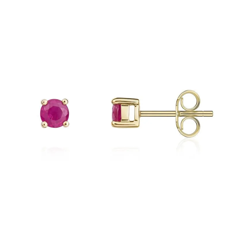 9ct Yellow Gold Ruby 4mm Round Claw Set Stud Earrings sold by Jura Watches product image thumbnail 2