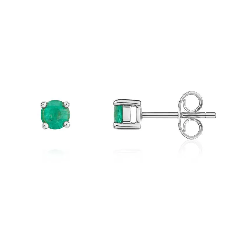 9ct White Gold Emerald 4mm Round Claw Set Stud Earrings sold by Jura Watches product image thumbnail 2