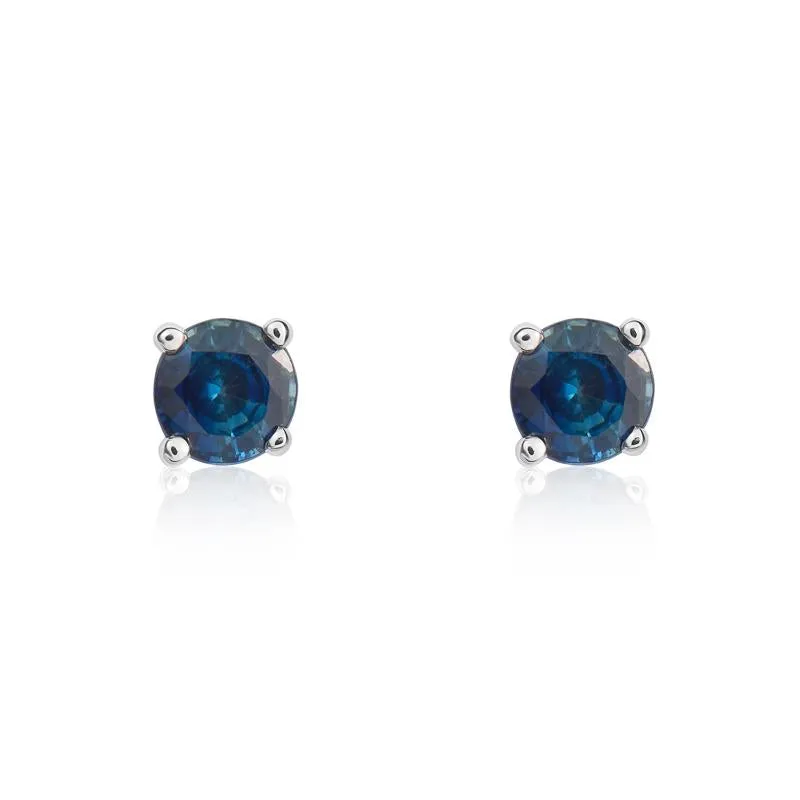 9ct White Gold Sapphire 4mm Round Claw Set Stud Earrings sold by Jura Watches