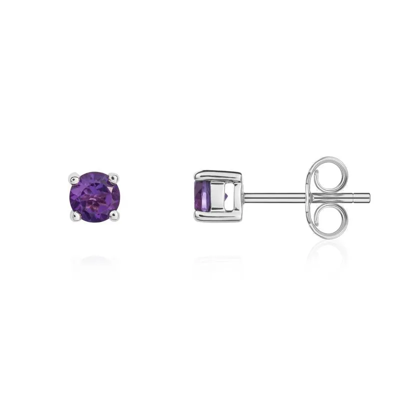 9ct White Gold Amethyst 4mm Round Claw Set Stud Earrings sold by Jura Watches product image thumbnail 2