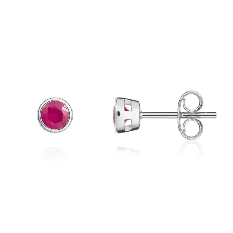 9ct White Gold Ruby 3mm Round Rub Over Set Stud Earrings sold by Jura Watches product image thumbnail 2