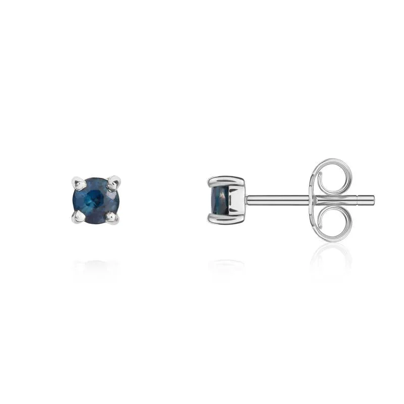 9ct White Gold Sapphire 3mm Round Claw Set Stud Earrings sold by Jura Watches product image thumbnail 2
