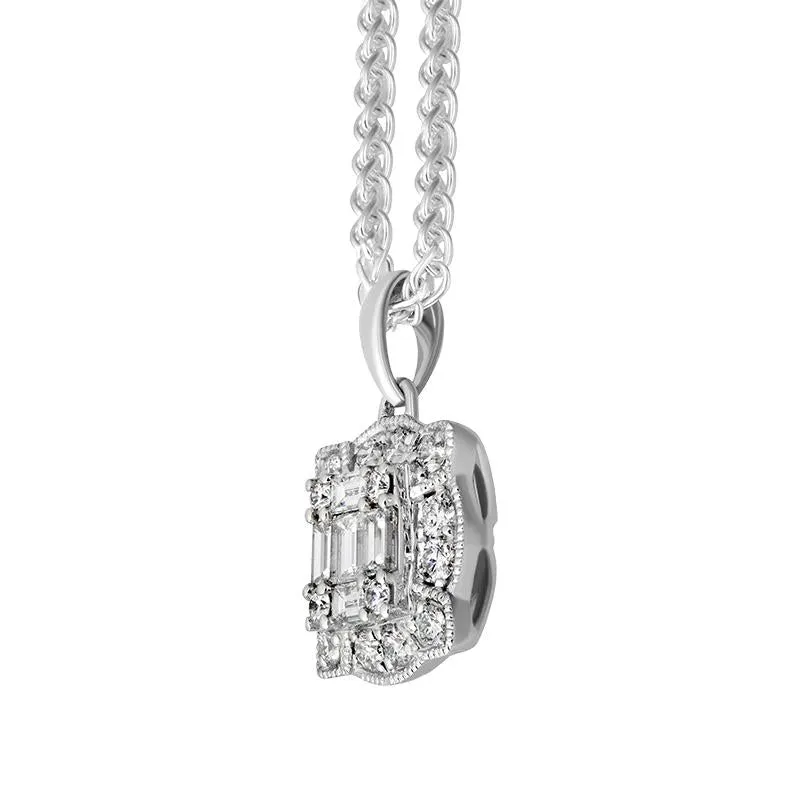 18ct White Gold Diamond Baguette Cut Cluster Pendant sold by Jura Watches product image thumbnail 2